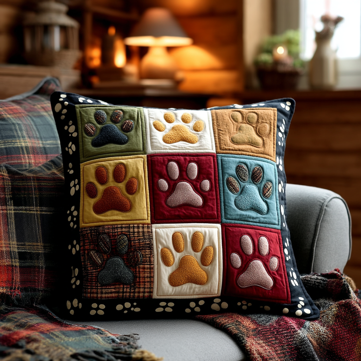 Housse de coussin — Mosaïque de pattes colorées