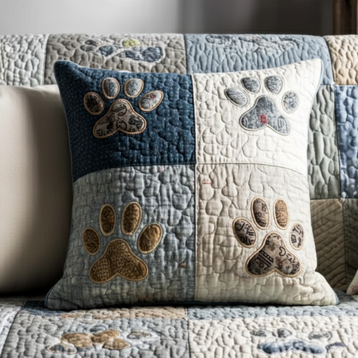 Housse de coussin — Douces empreintes de pattes