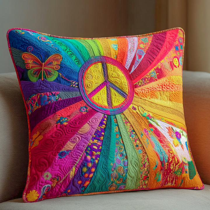 Housse de coussin — Jardin paisible arc-en-ciel